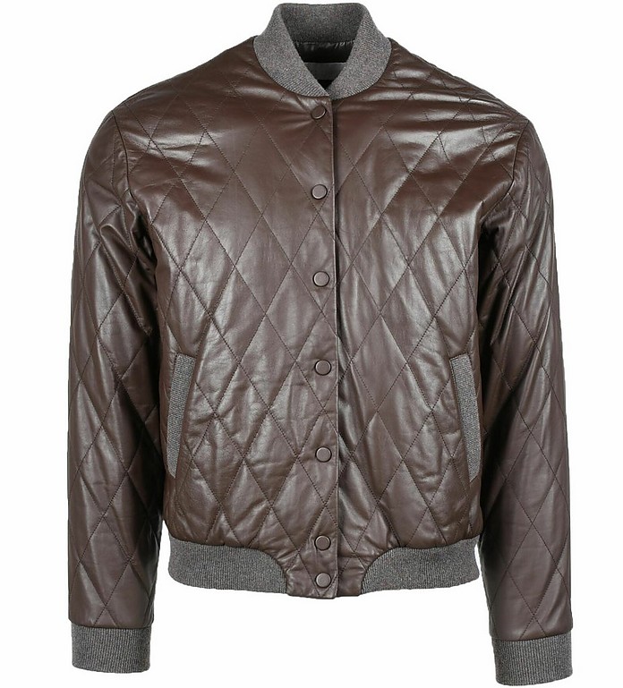 Women's Brown Leather Jacket - Fabiana Filippi