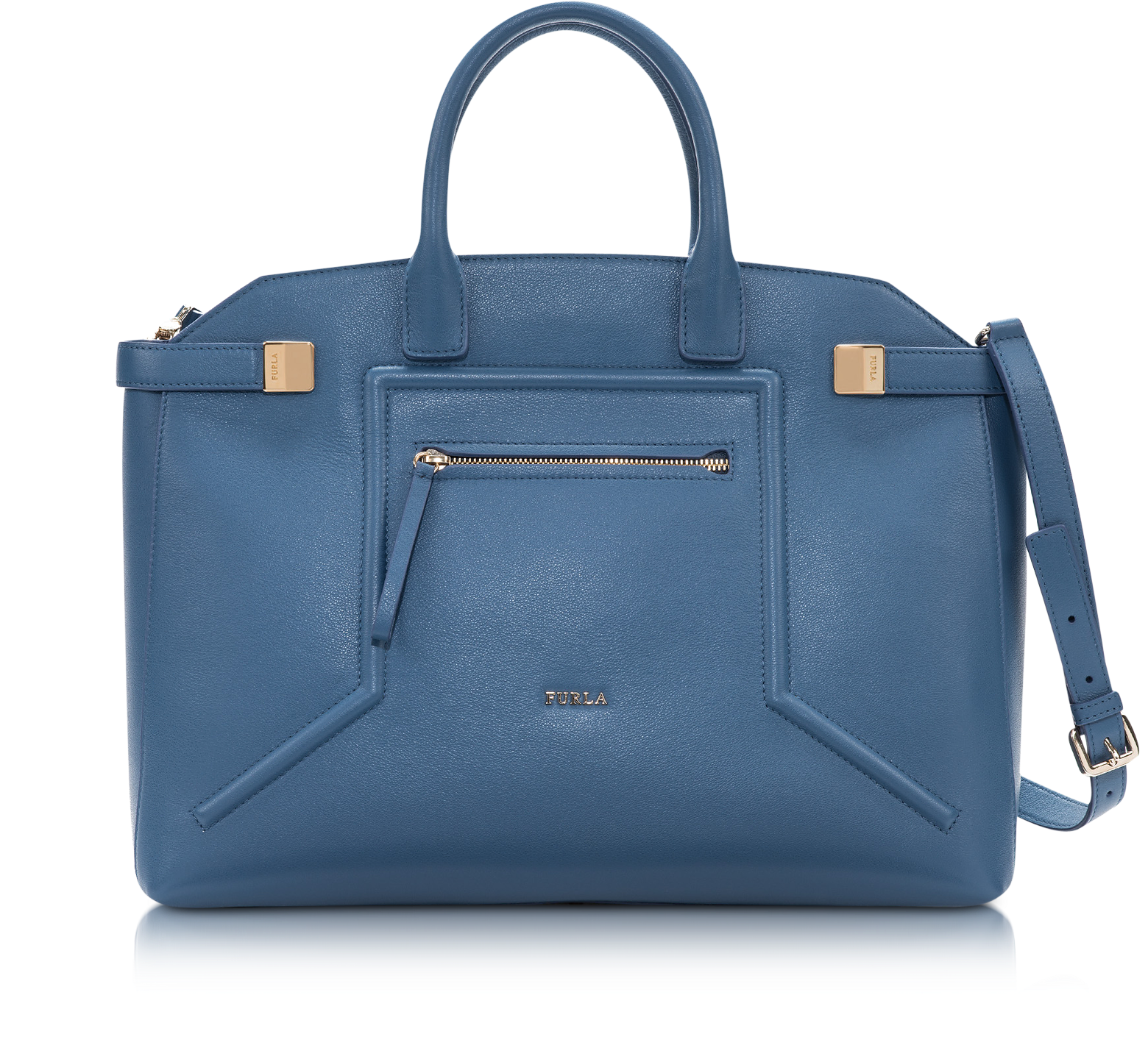 Furla Large Alice Indaco Leather Top Handle Satchel at FORZIERI
