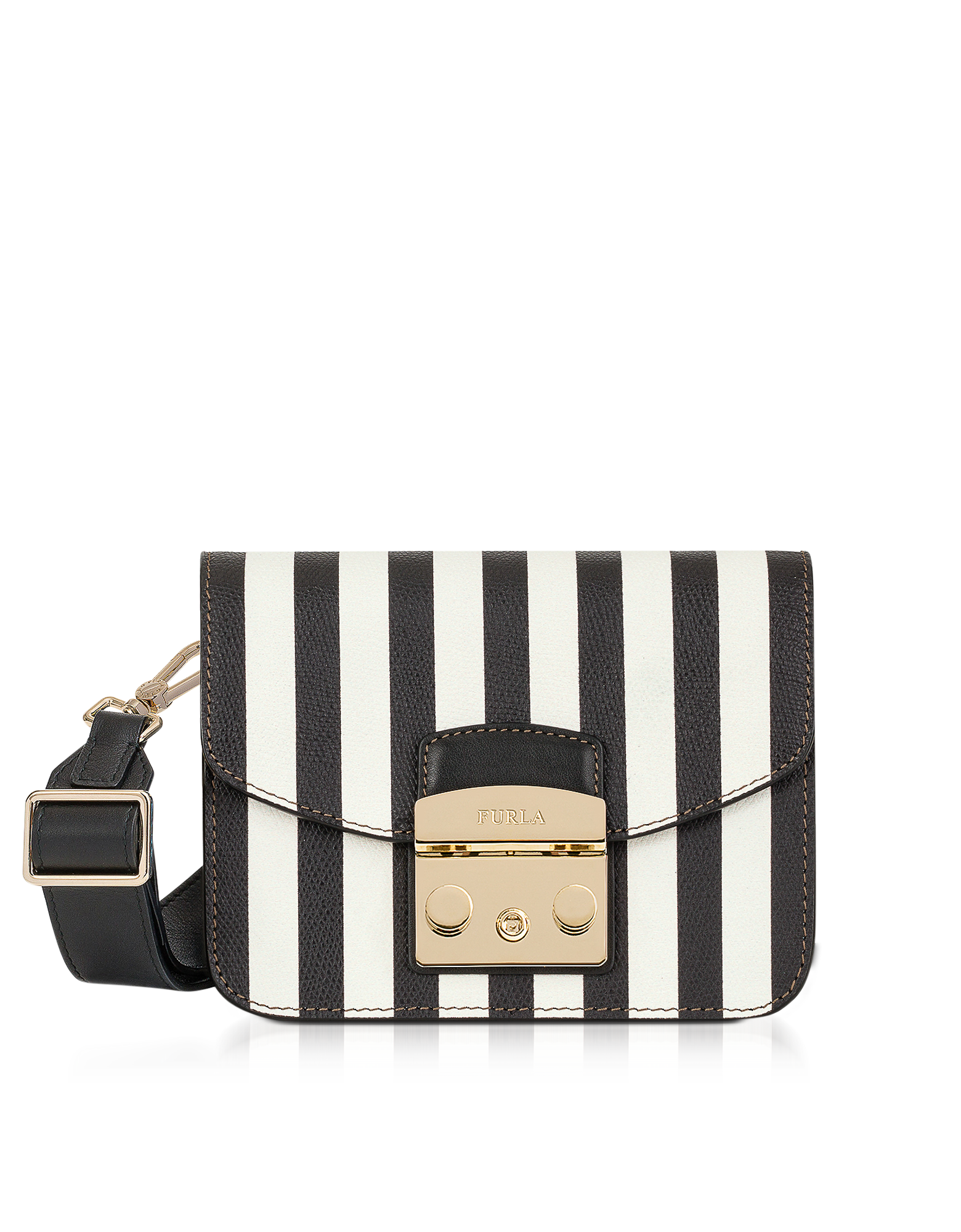 black and white striped crossbody bag