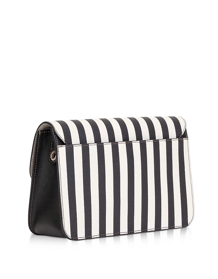 Furla Black and White Striped Leather Metropolis Small Shoulder Bag at ...