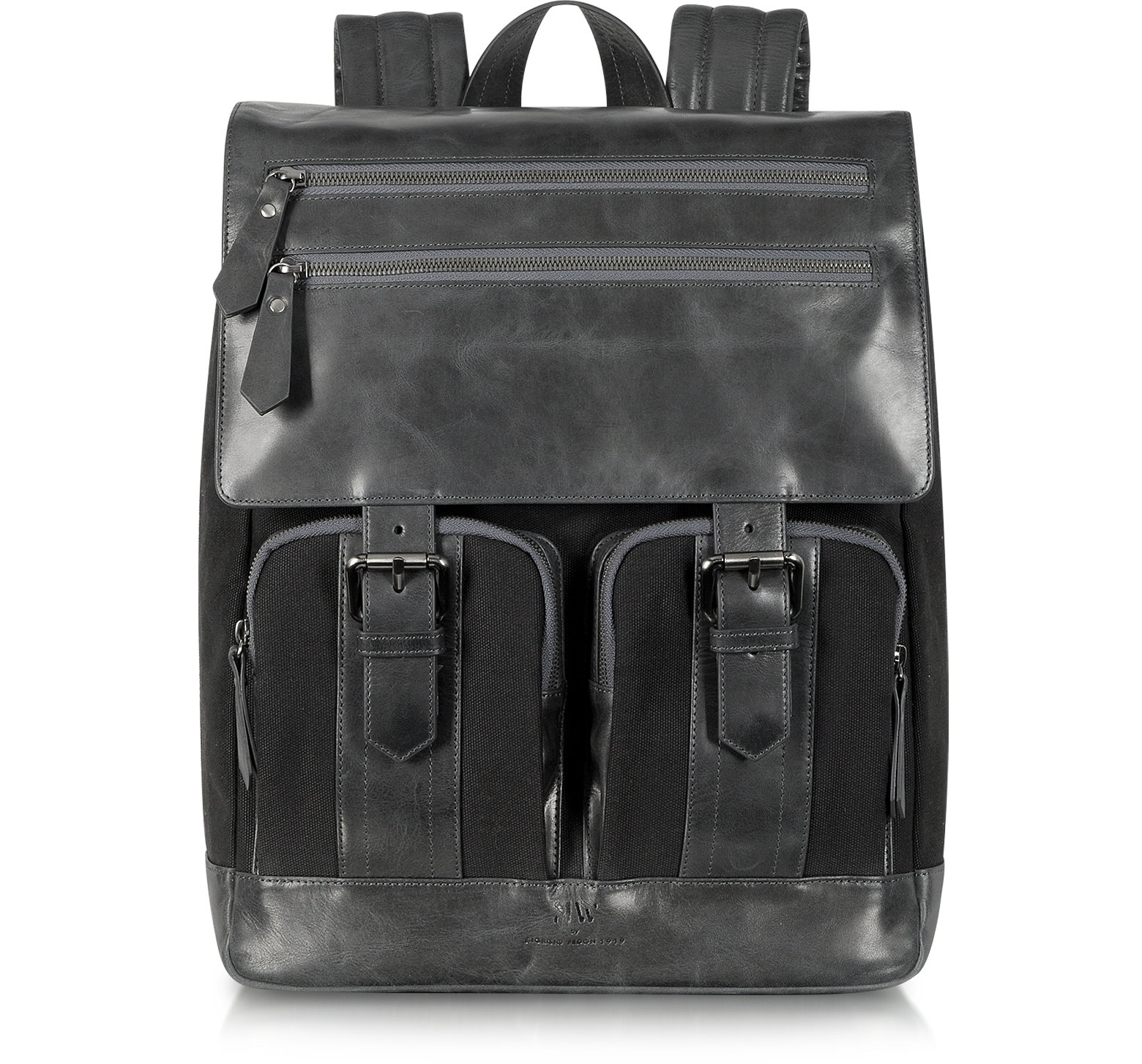 Giorgio Fedon 1919 Black MW Canvas and Leather Backpack at FORZIERI