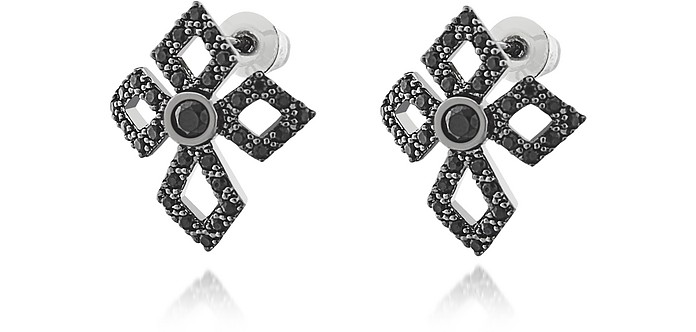 Stearling Silver Lobo Cross Earrings w/Crystals - Federica Tosi