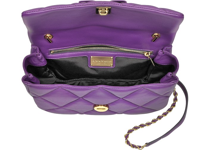 Salvatore Ferragamo Purple Gelly Soft Quilted Nappa Leather Shoulder Bag at FORZIERI Canada