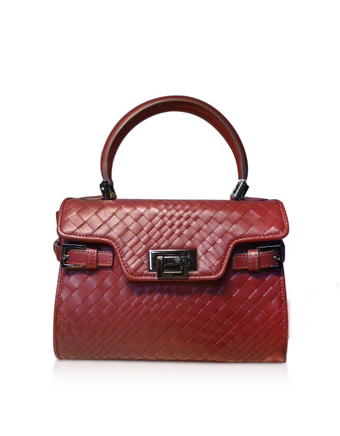 Fontanelli Handbags Woven Nappa Leather Satchel Bag In Cerise