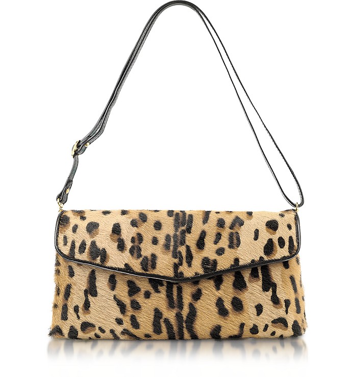 Calfhair Leopard Print Shoulder Bag - Fontanelli