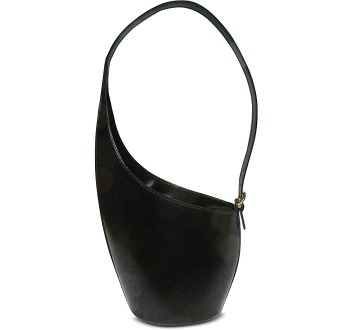 Striking Black Italian Leather Handbag - Fontanelli