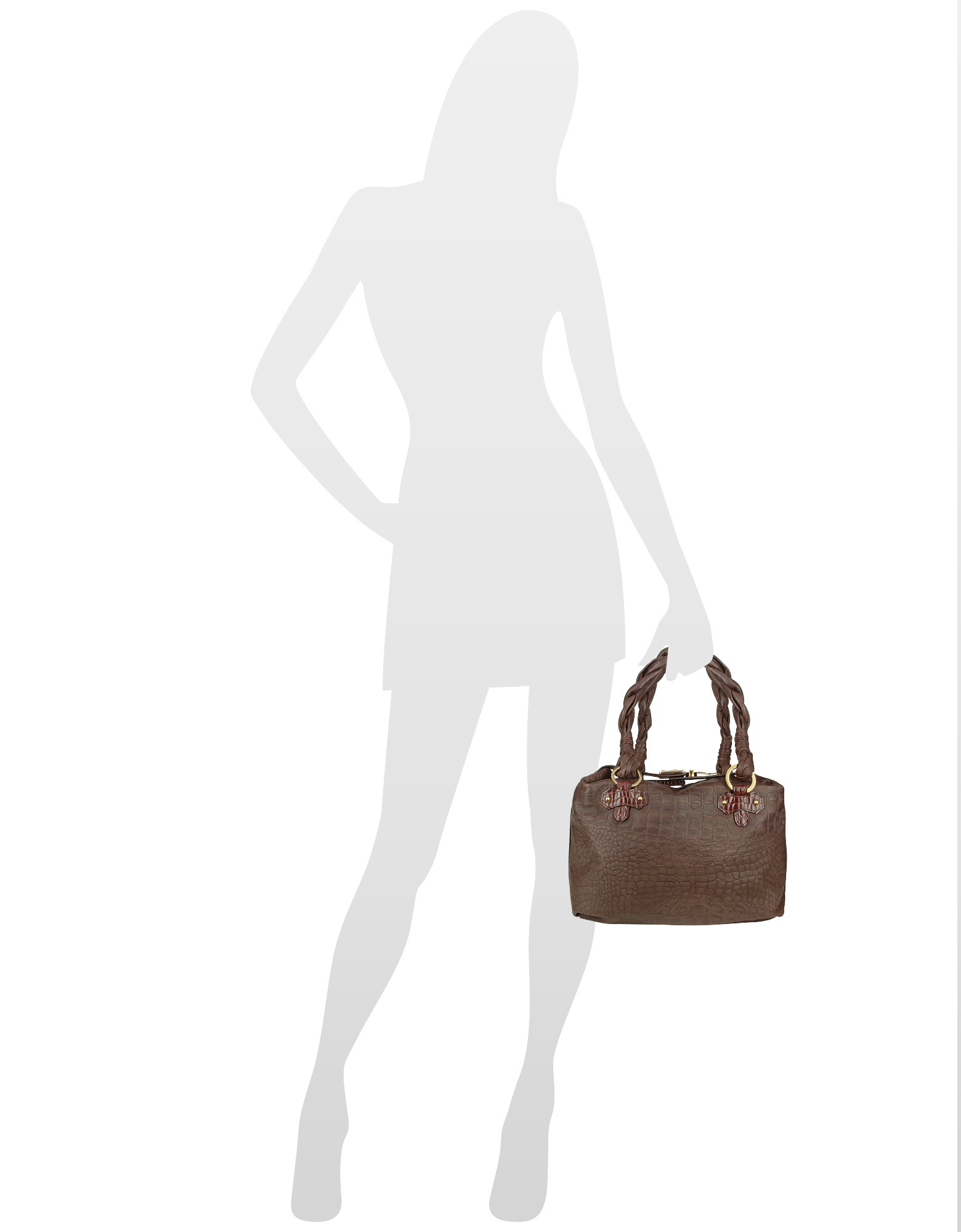 Fontanelli Brown Croco-stamped Italian Leather Tote Bag at FORZIERI