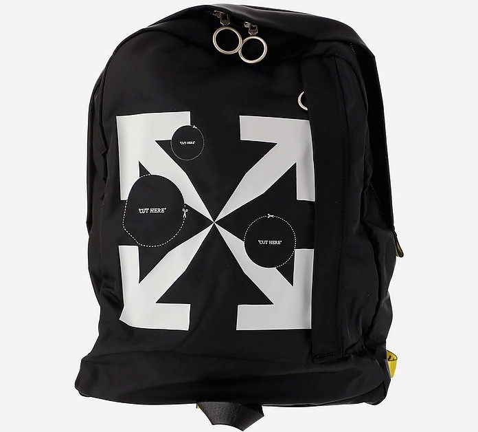 Black Nylon Arrow Backpack - Off-White