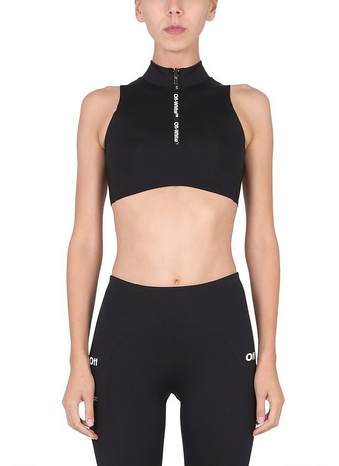 Crop Top With Zipper - Off-White
