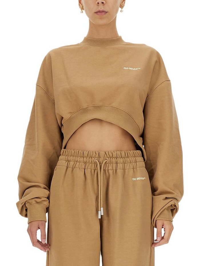 Cropped Sweatshirt With Logo - Off-White