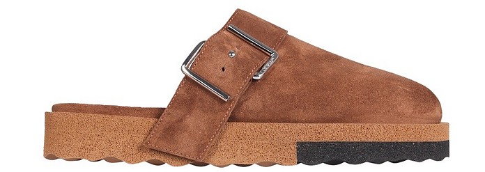 Brown Suede Men's Mules - Off-White