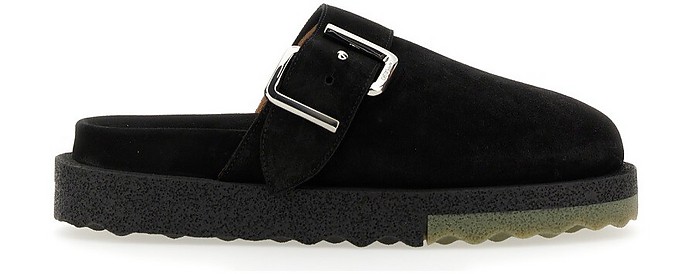 Suede Sandals With Buckle - Off-White