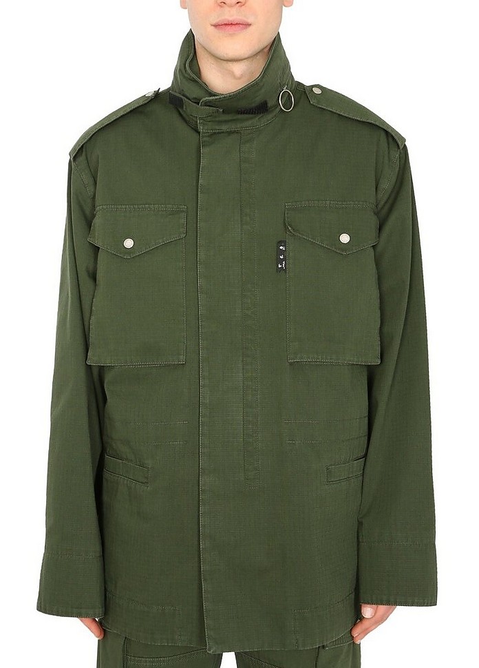 Military Jacket With Logo Print - Off-White