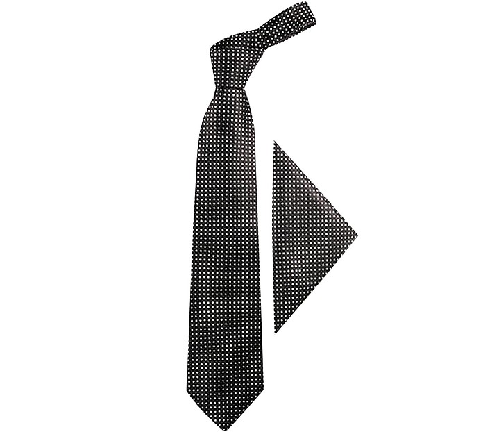 Krawatte & Einstecktuch aus Seide mit Tupfen - Forzieri