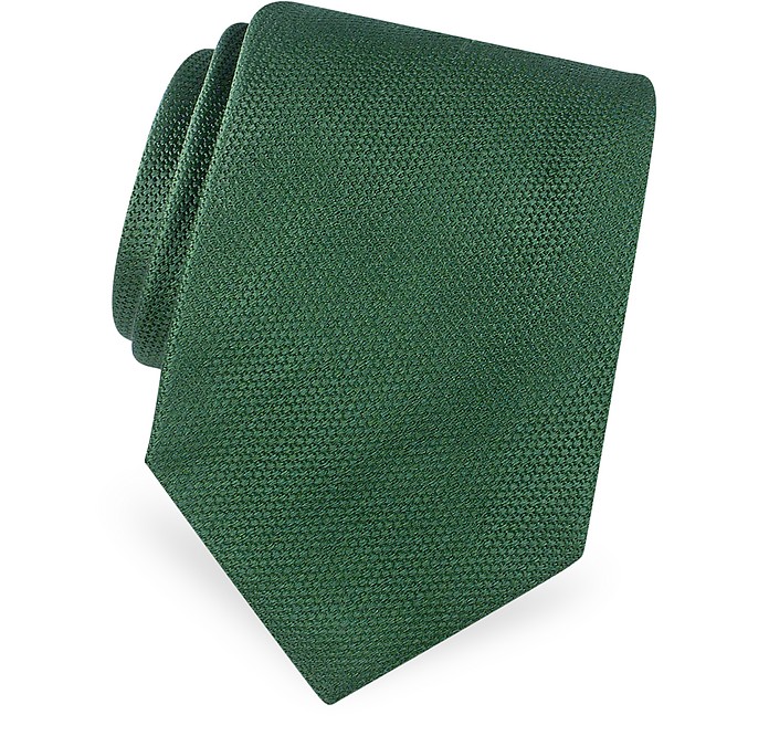 Gold Line Solid Woven Silk Tie - Forzieri