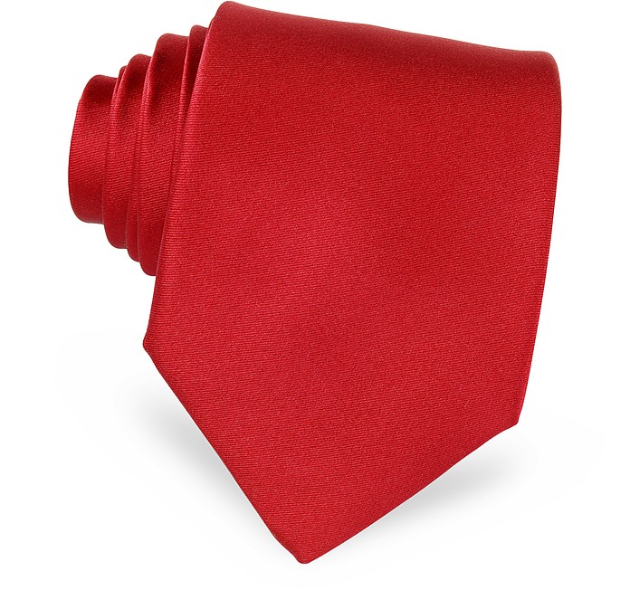 Cravate en soie unie rouge vif - Forzieri