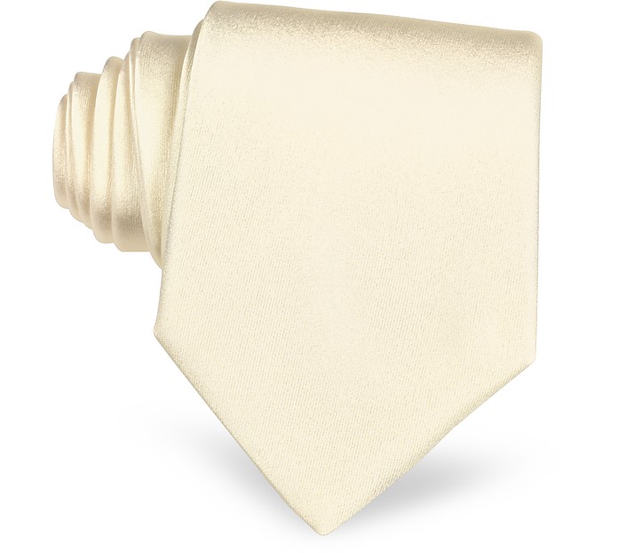Ivory Solid Smooth Silk Tie - Forzieri