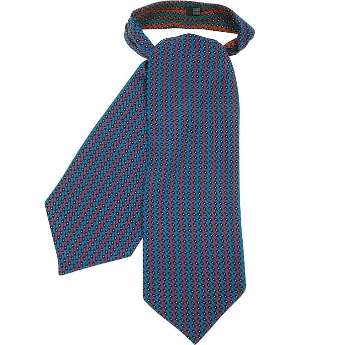Multicolor All-over Printed Silk Reversible Ascot Tie - Forzieri
