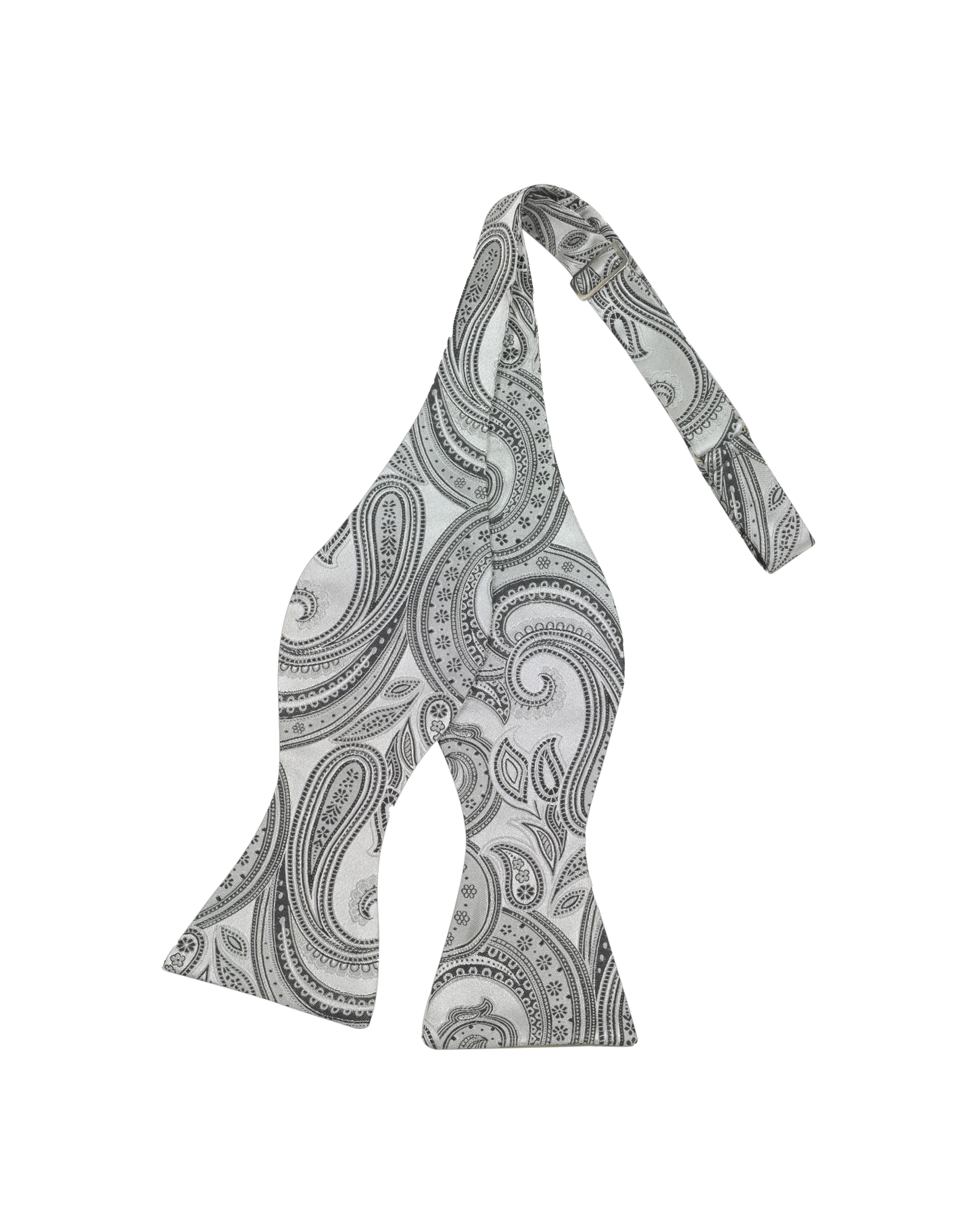 Forzieri Silver Maxi Paisley Woven Silk Self-tie Bowtie