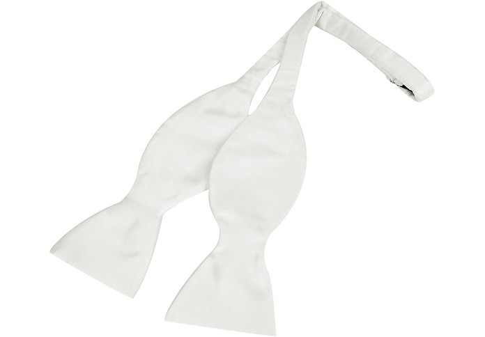 Solid Vanilla Twill Silk Self-tie Bowtie - Forzieri