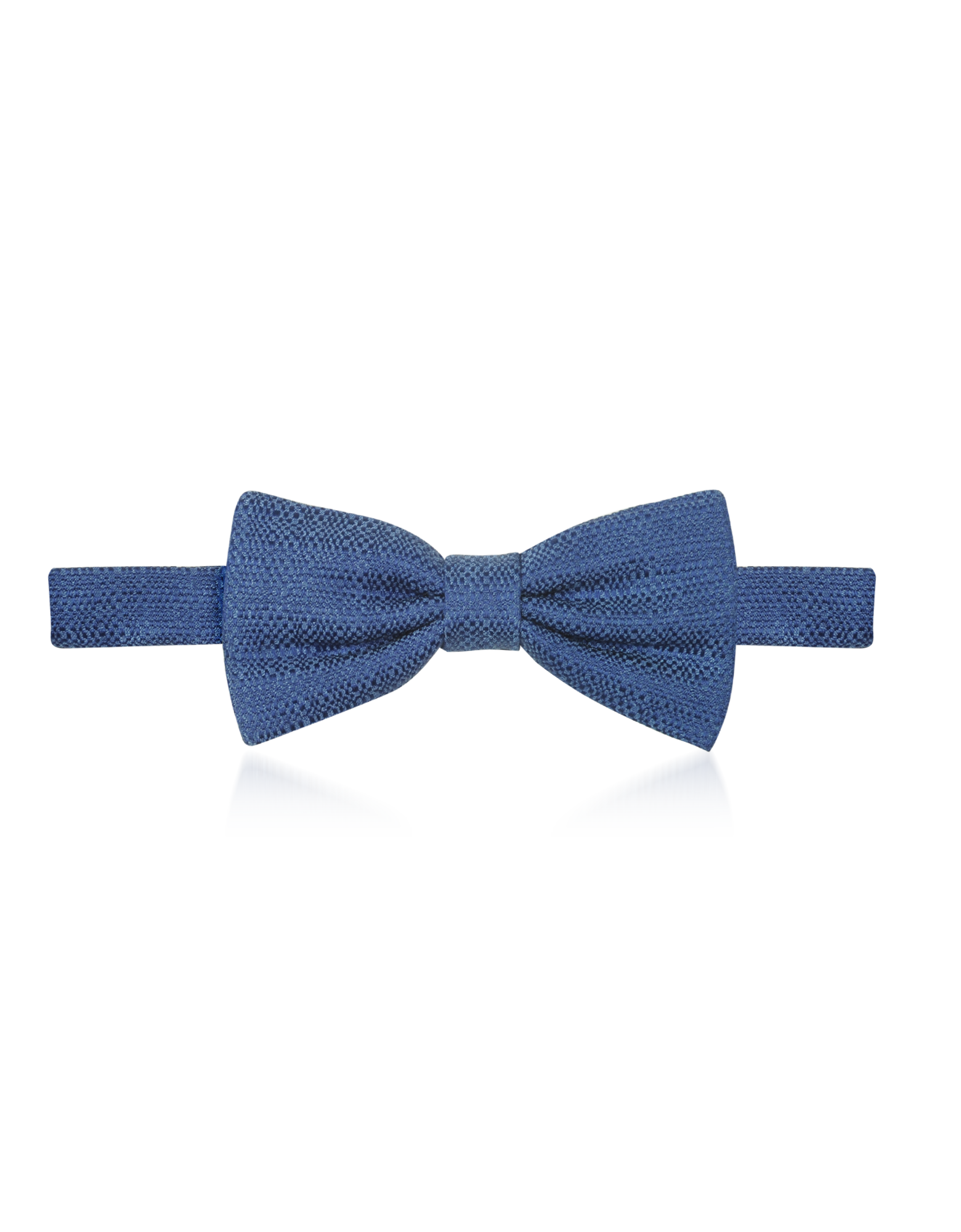 Forzieri Denim Blue Woven Silk Pre-Tied Bow Tie