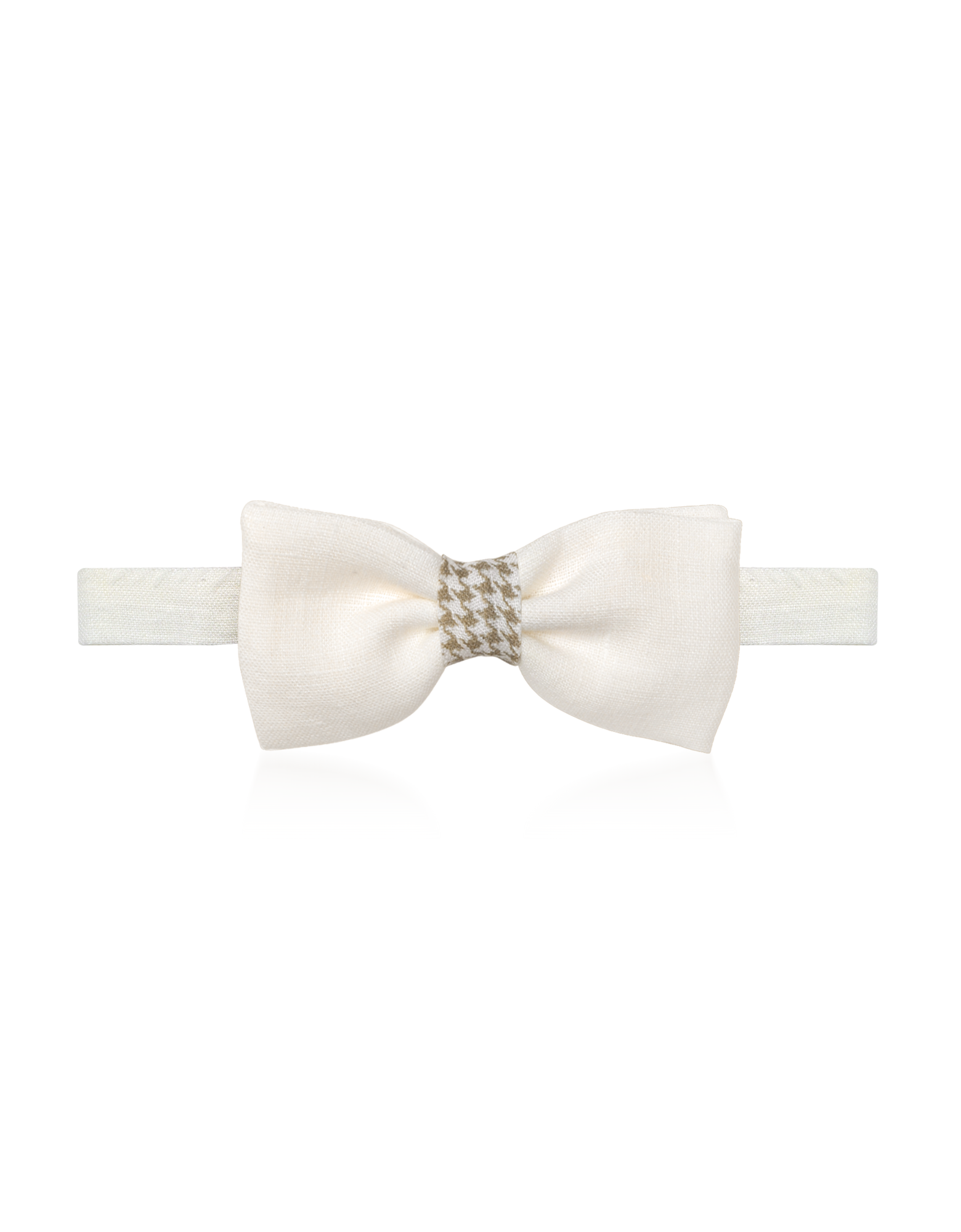 Forzieri Natural White Linen Pre-Tied Bow Tie