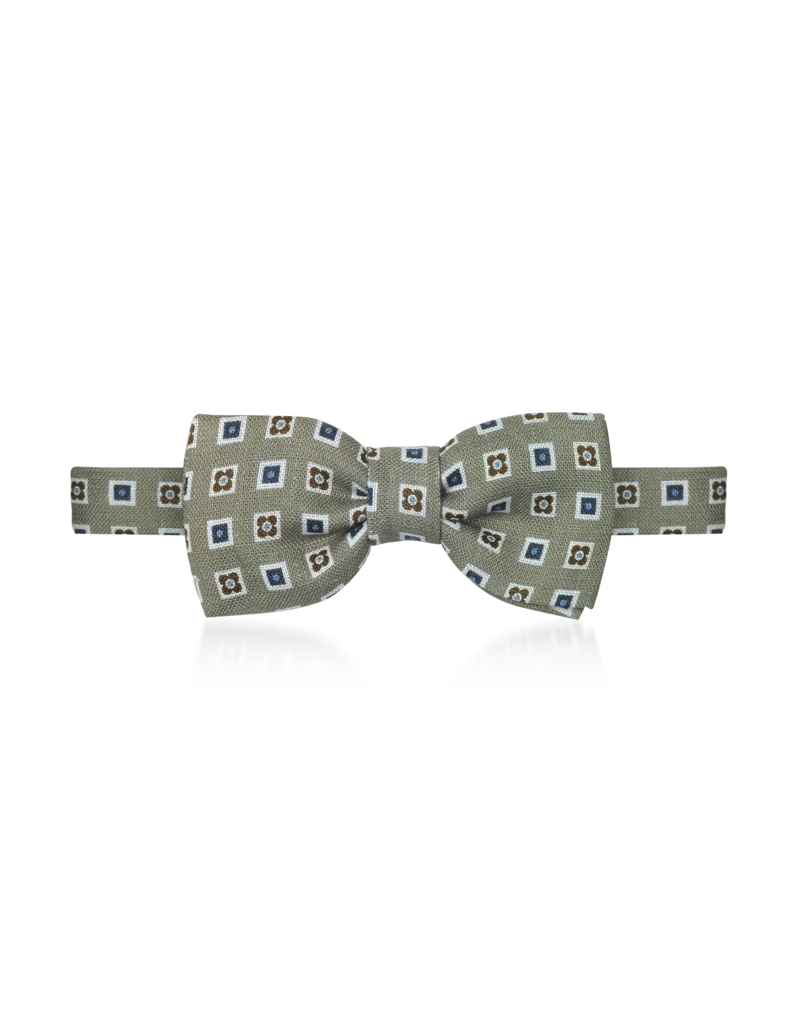 Forzieri Squared Printed Linen Pre-Tied Bow Tie