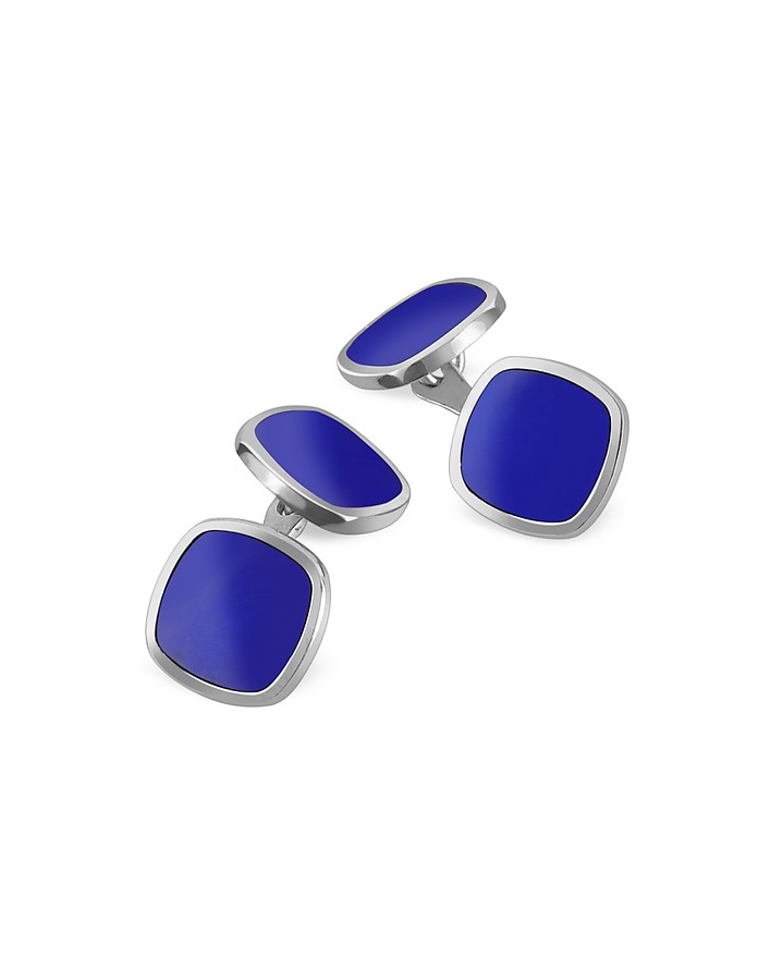 Blue Square Sterling Silver Double Sided Cufflinks - Forzieri
