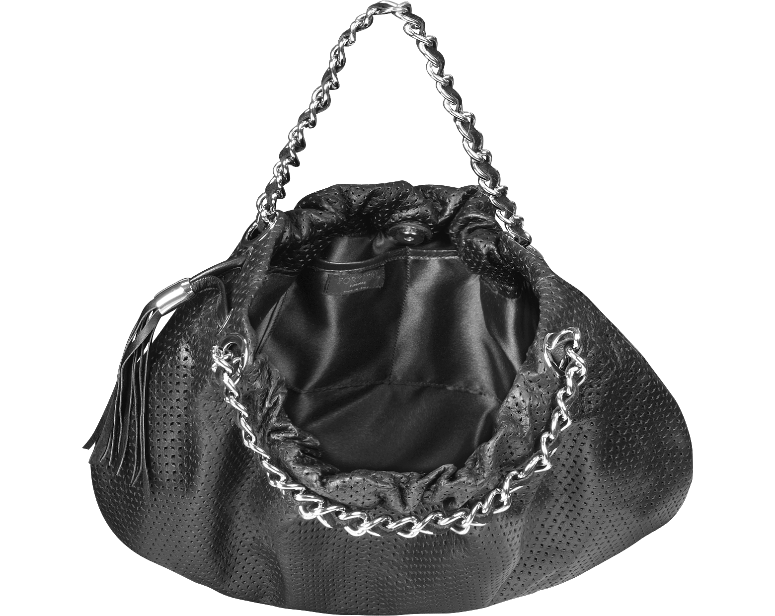 Forzieri Black Perforated Leather Hobo at FORZIERI