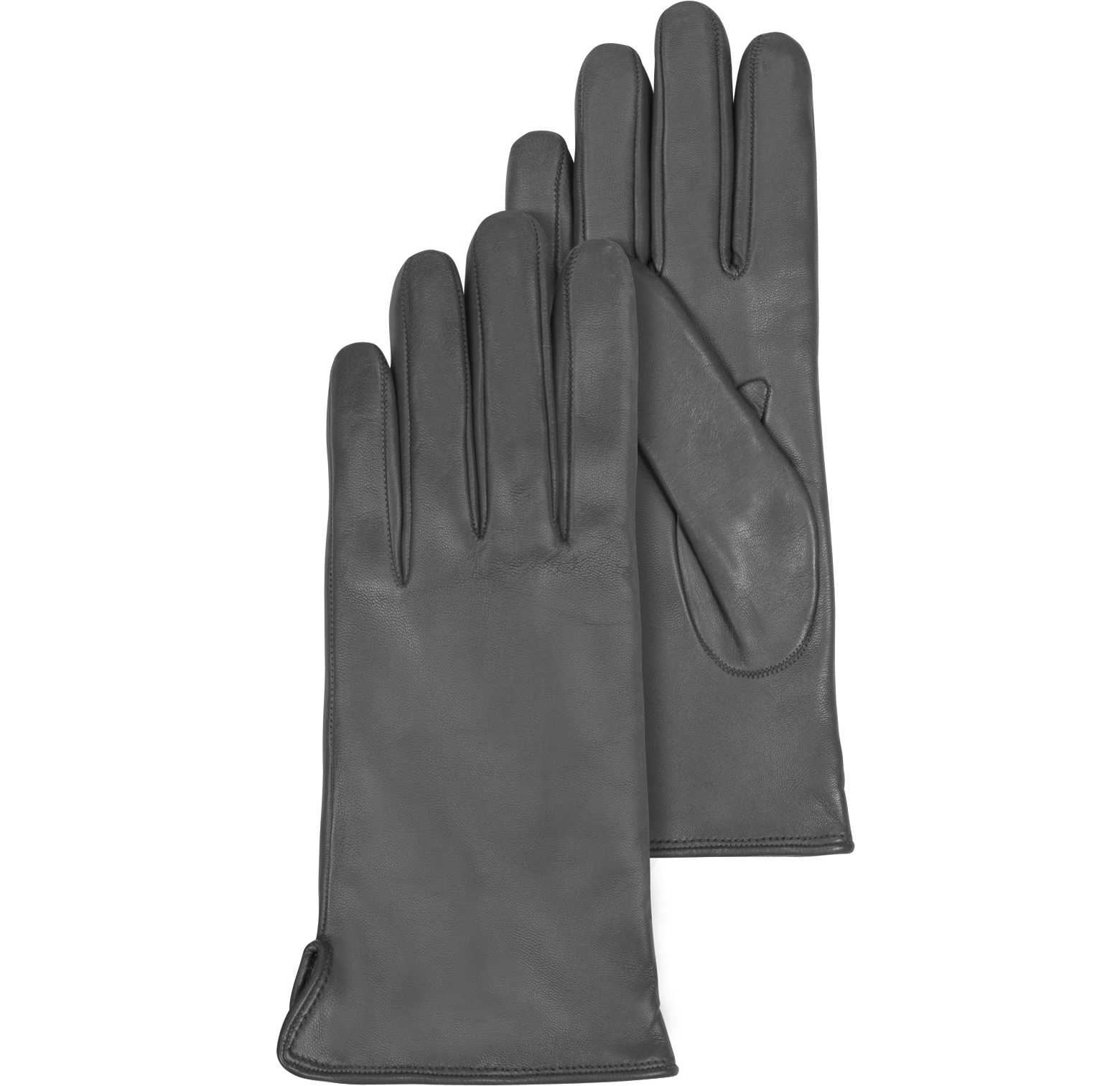 Forzieri Dark Gray Leather Women's Gloves w/Cashmere Lining L, 7 1/2