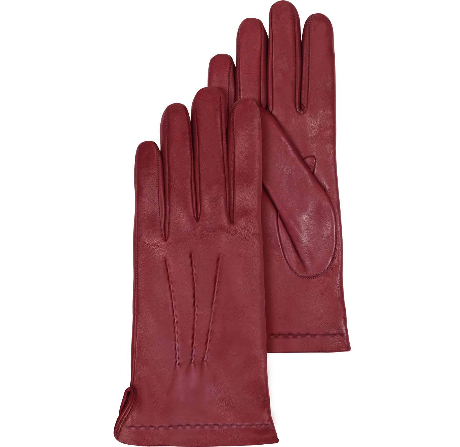 Forzieri Burgundy Leather Women's Gloves w/Cashmere Lining M, 7