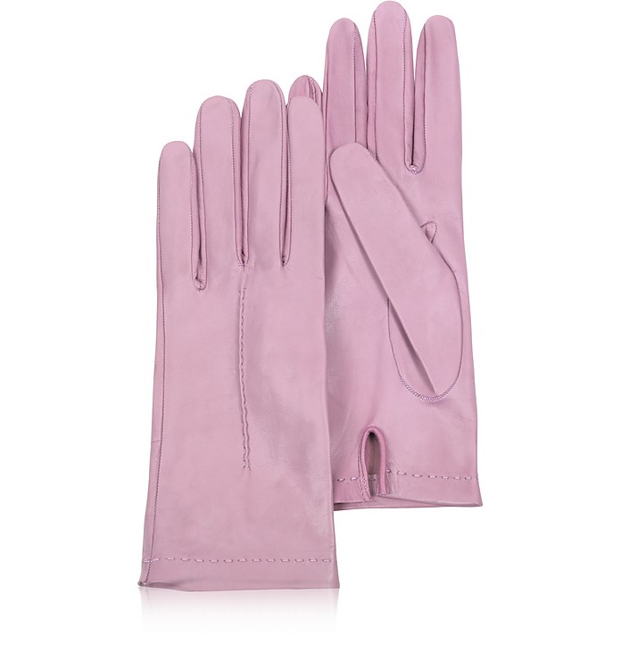Women's Candy Pink Unlined Italian Leather Gloves - Forzieri