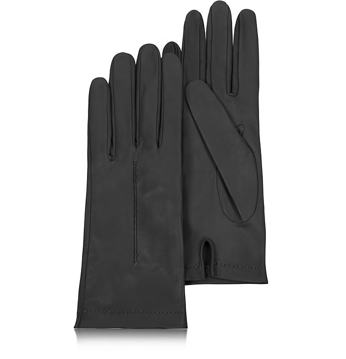 Women's Black Unlined Italian Leather Gloves - Forzieri