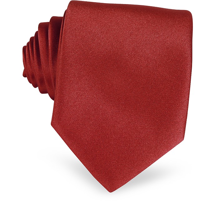 Cravate extra-longue en soie lisse rouge - Forzieri