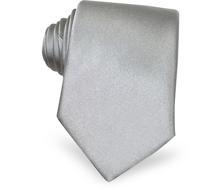 Cravatta extra-long grigio chiaro tinta unita - Forzieri