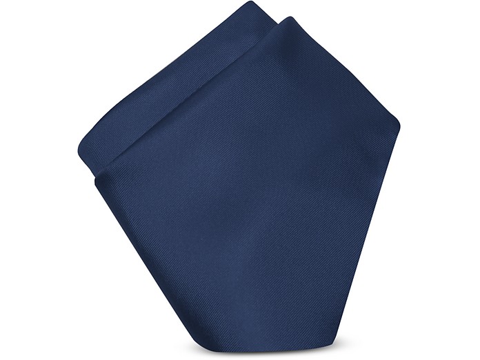 Navy Blue Silk Pocket Square - Forzieri