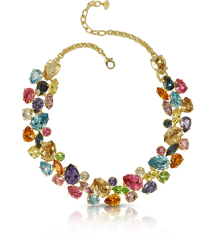 Multicolor Crystal and Metal Necklace - Forzieri