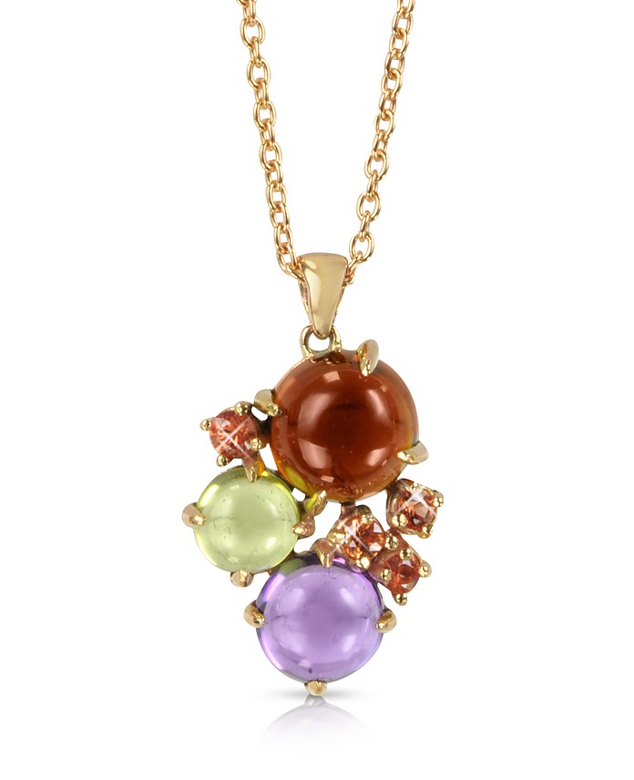 Gemstones 18K Rose Gold Pendant Necklace - Mia & Beverly