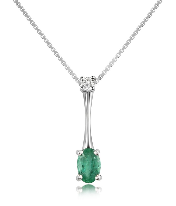 Diamond and Emerald Drop 18K Gold Pendant Necklace - Incanto Royale