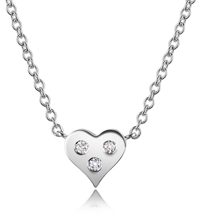0.05 ct Diamond Heart Pendant Necklace - Forzieri