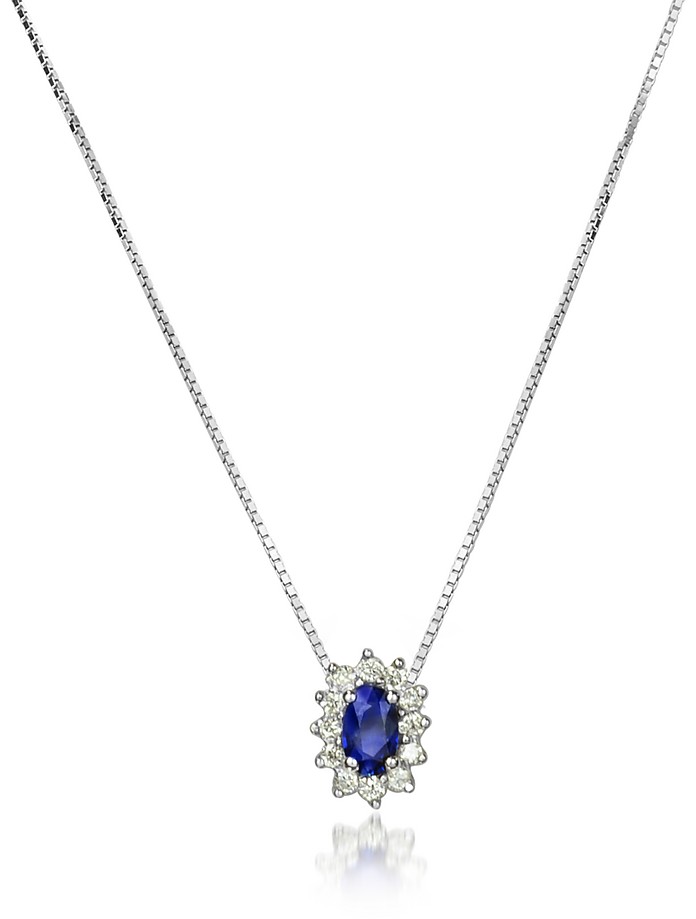 Diamond and Sapphire Drop 18K Gold Necklace - Incanto Royale