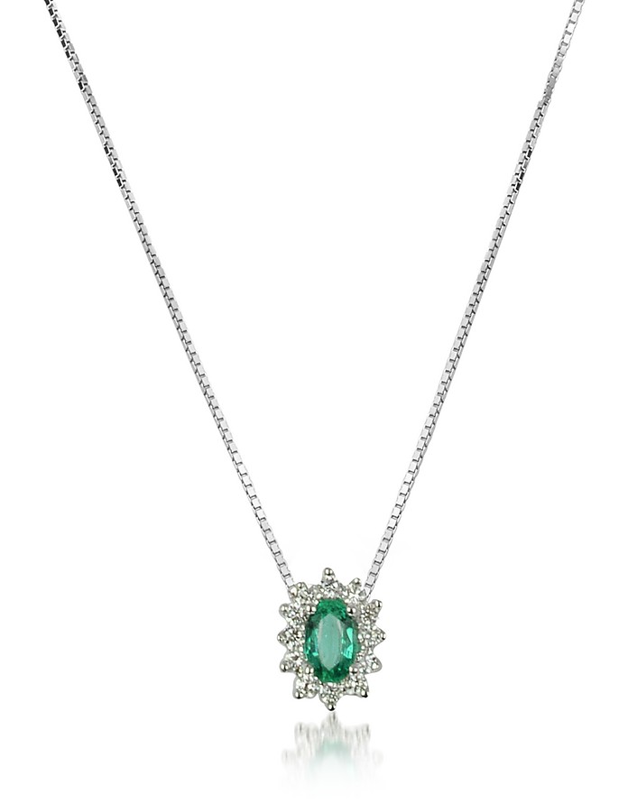Diamond and Emerald Drop 18K Gold Necklace - Incanto Royale