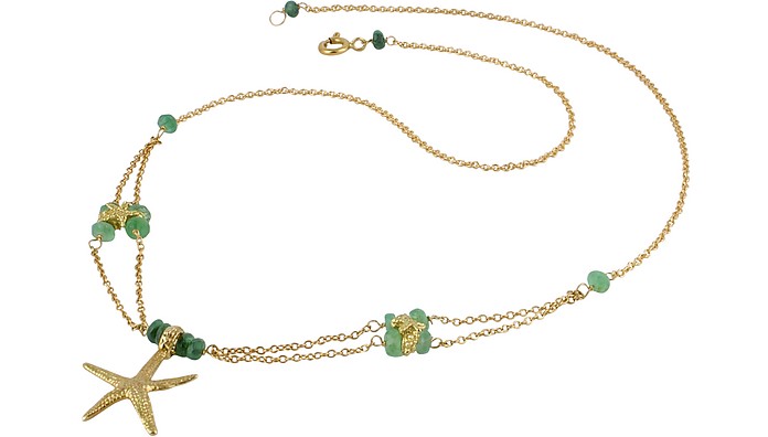 Halskette aus 18k Gelbgold mit Seesternanhänger und Edelsteinen - Forzieri