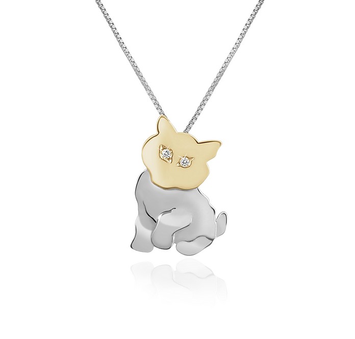 Diamond & 18K Gold Cat Pendant Necklace  - Forzieri