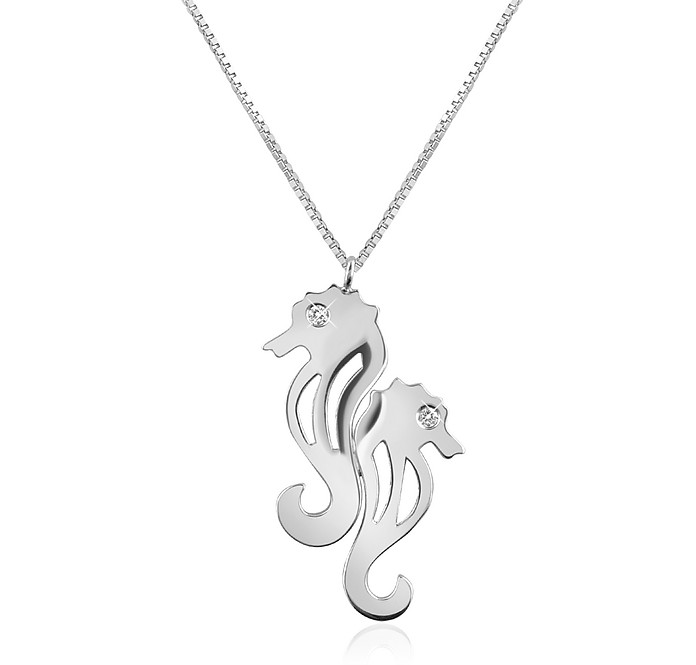 Diamond & 18K Gold Seahorses Pendant Necklace - Forzieri
