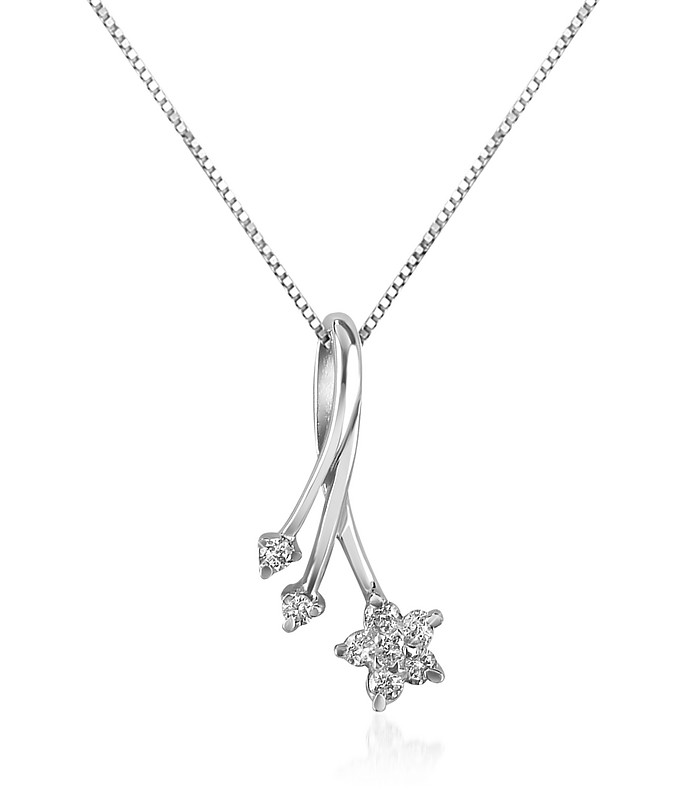 0.125 ct Diamond Flower 18K Gold Pendant Necklace - Forzieri