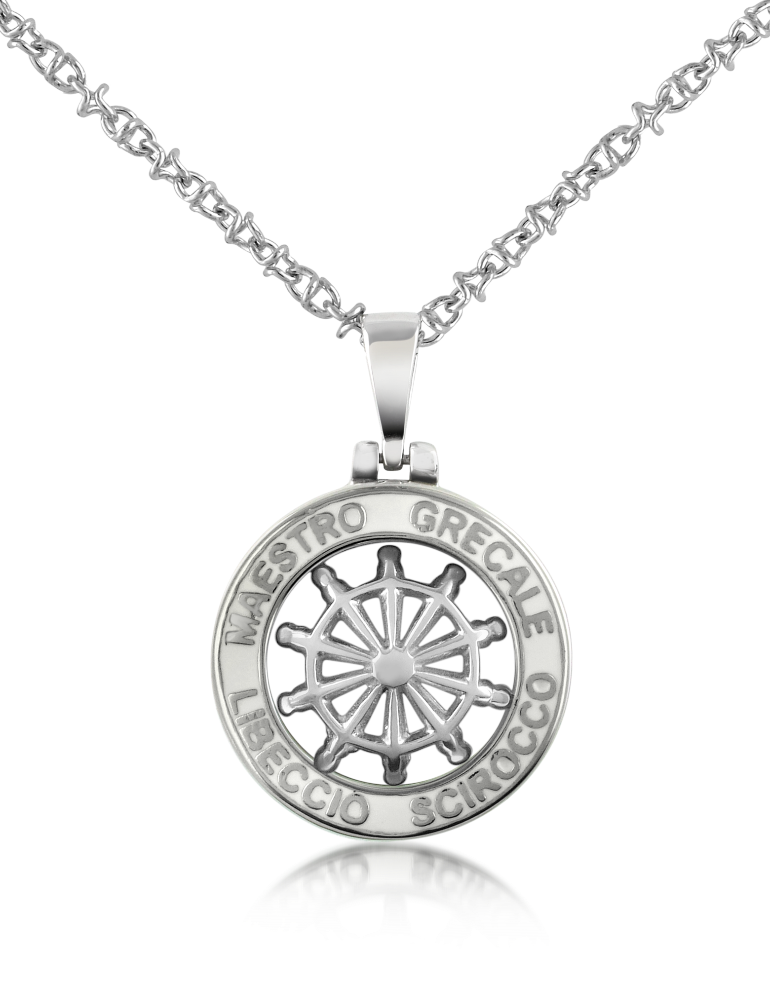 Forzieri Stainless Steel Cutout Rudder Pendant Necklace at FORZIERI Canada