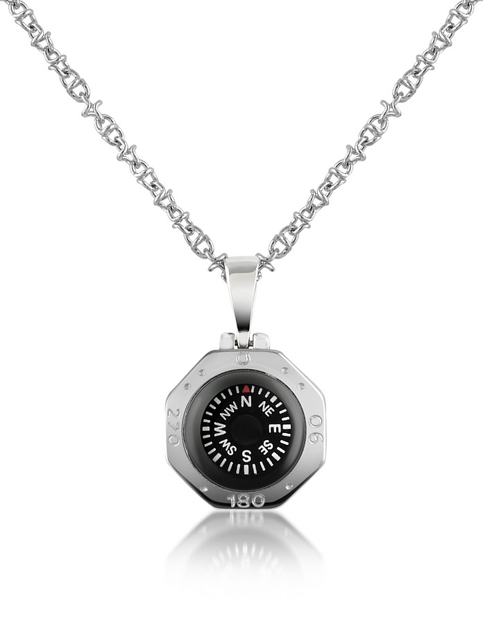 Stainless Steel Compass Pendant Necklace - Forzieri