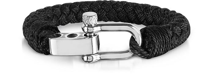 Black Woven Rope Men's Bracelet - Forzieri