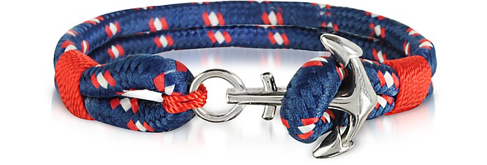 Blue and Red Men's Rope Bracelet - Forzieri